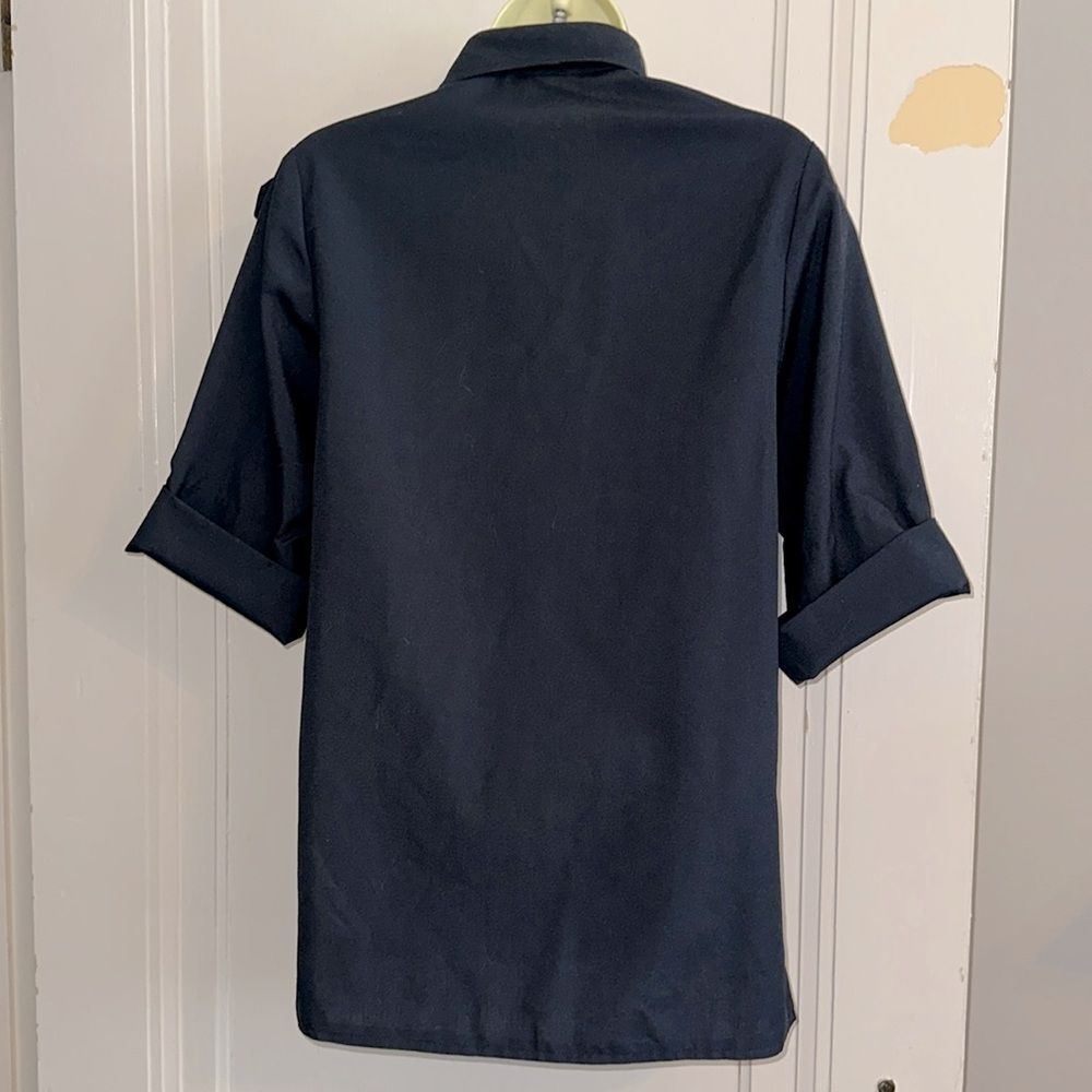 Vintage 70s Breckinridge Very Dark Navy Blue Military Look Short Sleeve Shirt - Picture 6 of 9